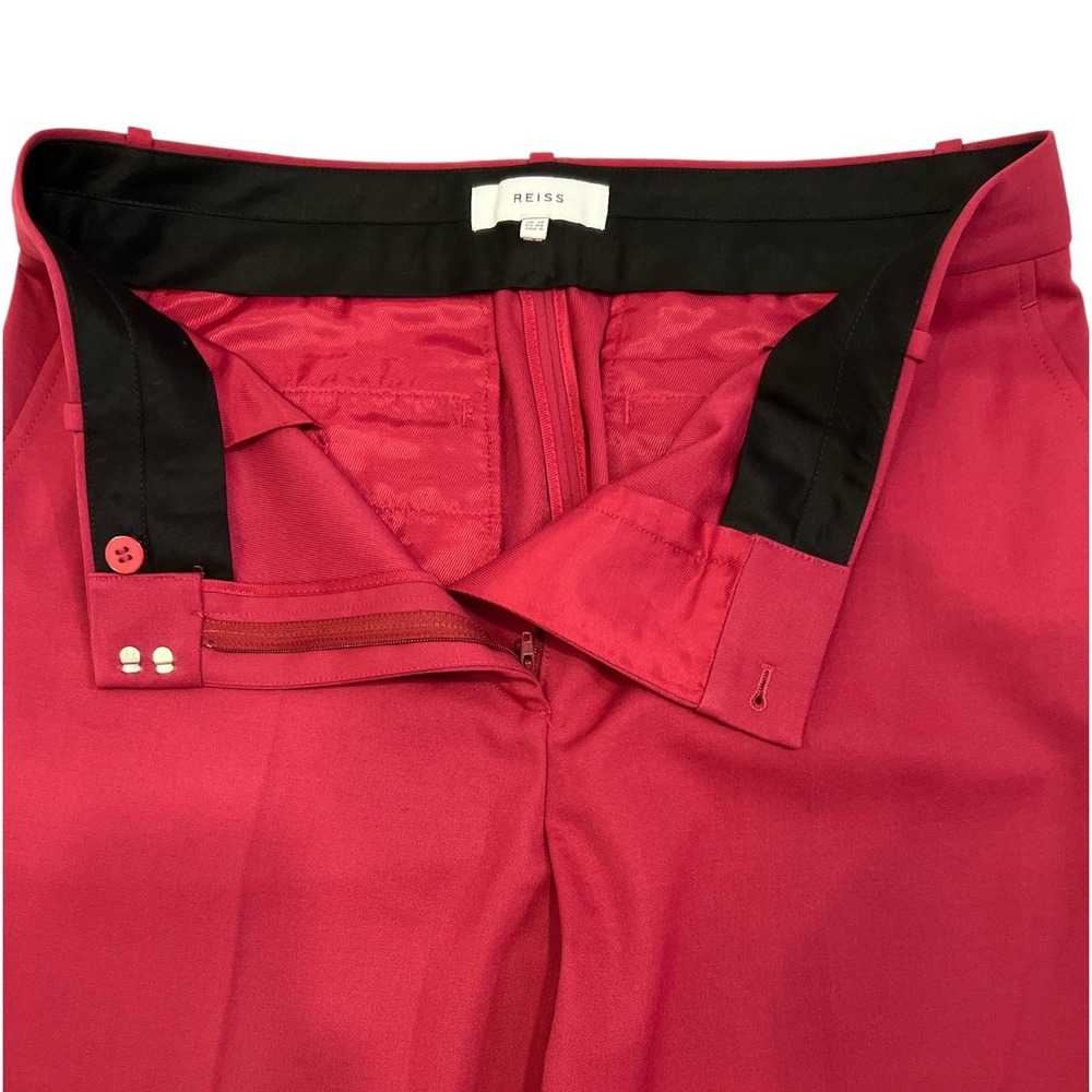 Reiss | Miller Wool Blend Pink Raspberry Pants Size 8 Career Office Professional - Picture 4 of 8